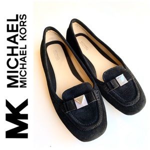 Michael by Michael Kors Black Leather Suede Flats Size 8